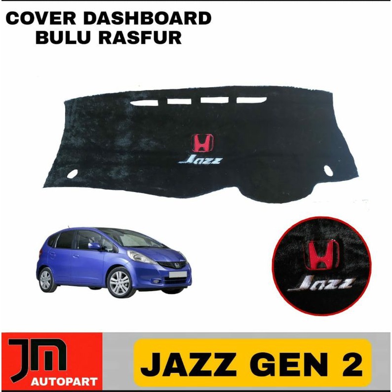 cover dasboard mobil bulu bordir 3D honda jazz gen 2 (free tempat tisu bulu)