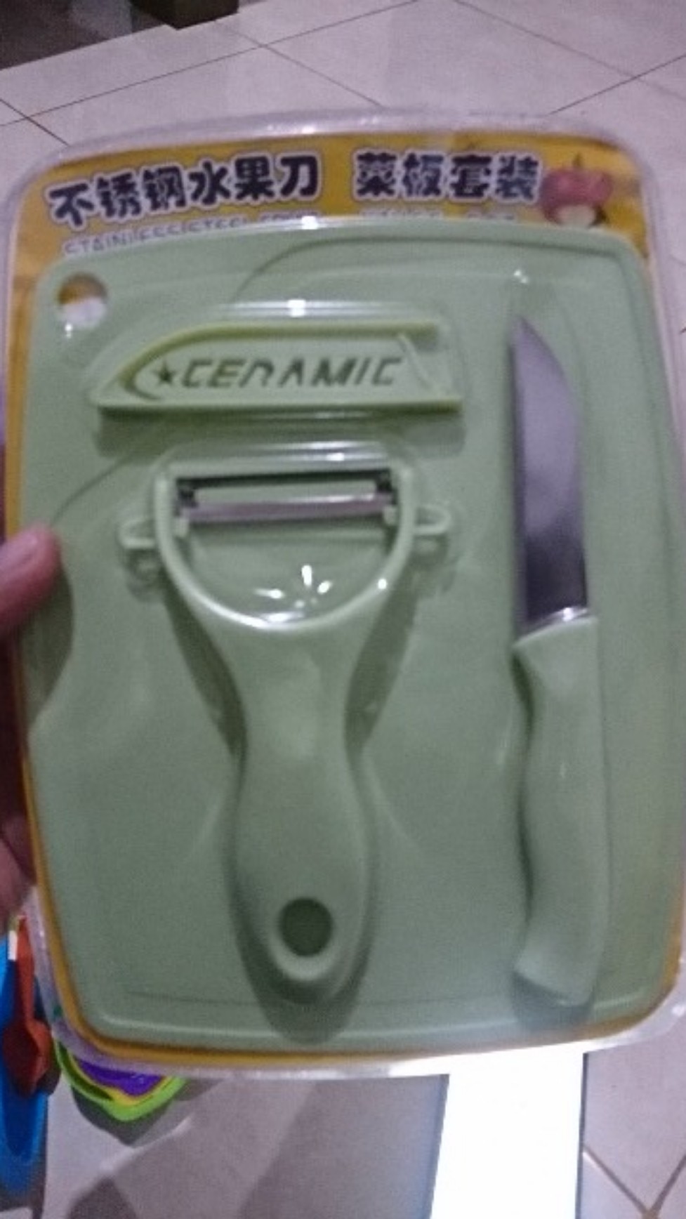 Pisau Set Keramik 3 In 1 Pisau Set / Alat Dapur / Pisau / Talenan