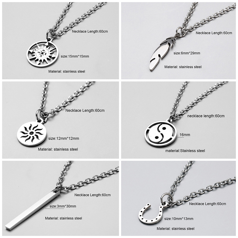 Men Long Stainless Steel Necklace Geometric Personality Pendant Fashion Accessories Jewelry Korean Charm BTS Necklace Factory Wholesale
