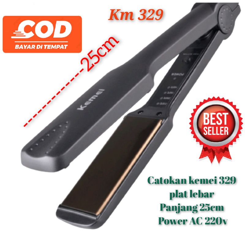 Alat Mesin Catok Rambut Profesional Salon Temperatur KM-329 Plat Lurus Besar