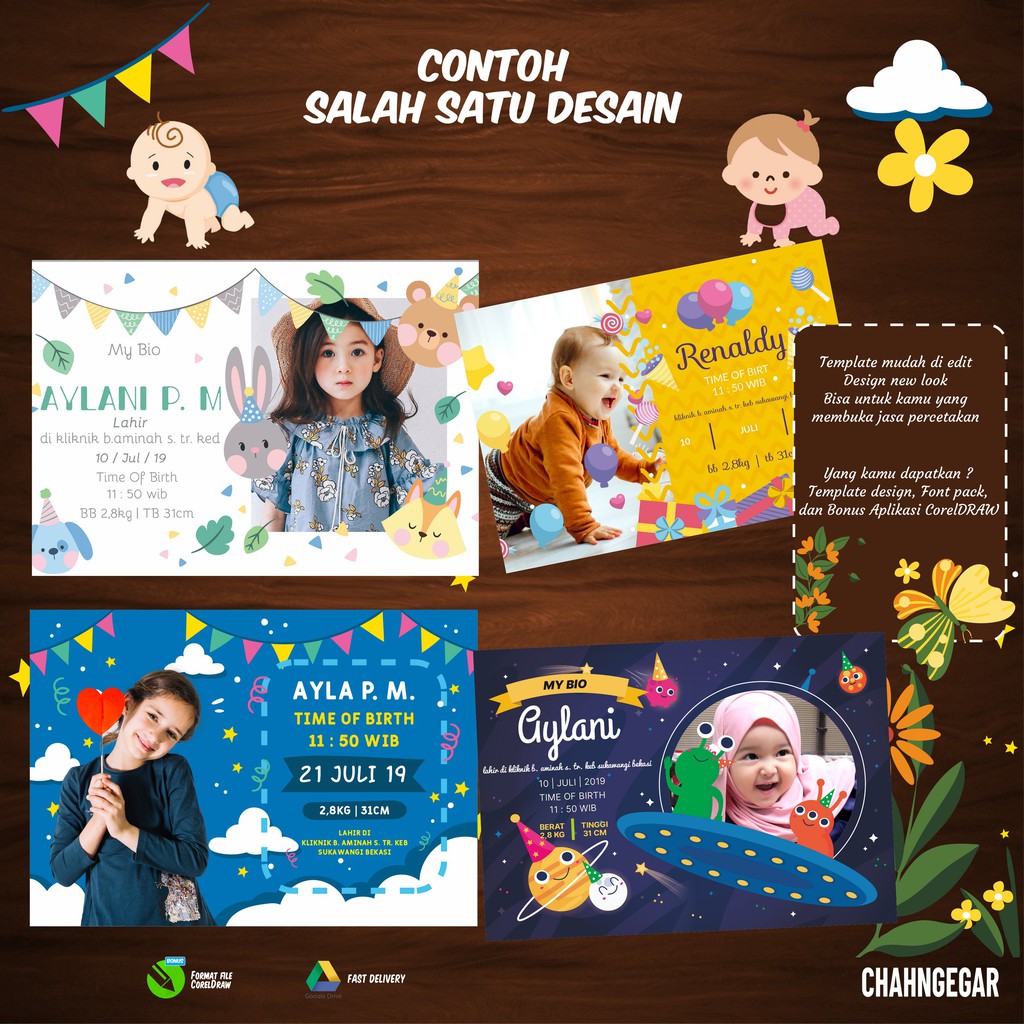 (BONUS IG Story) 90 TEMPLATE DESIGN BIODATA BAYI Premium Format CDR CorelDraw 2020 Windows WallDecor