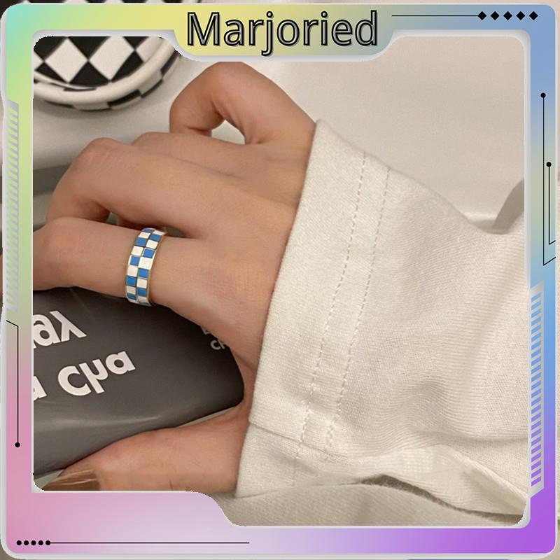 Cincin Korea Adjustable Motif Papan Catur Persegi Untuk Wanita-MJD