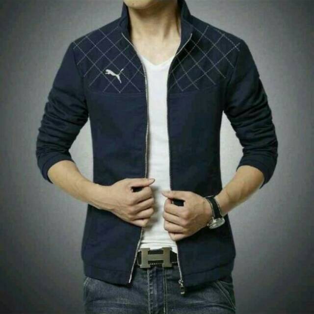 Jaket puma kotak navy
