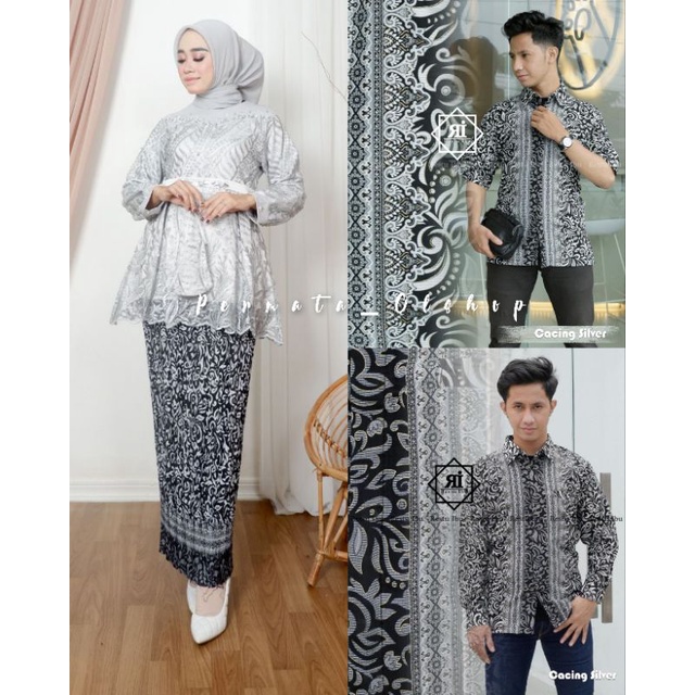 Permata Olshop / Couple Set Kebaya Shahilla dan Kemeja Batik / Kebaya Modern / Kebaya Lamaran / Baju Couple Kebaya Modern