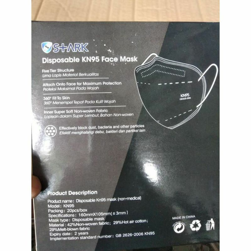 MASKER KN95 HITAM STARK ISI 20 PCS