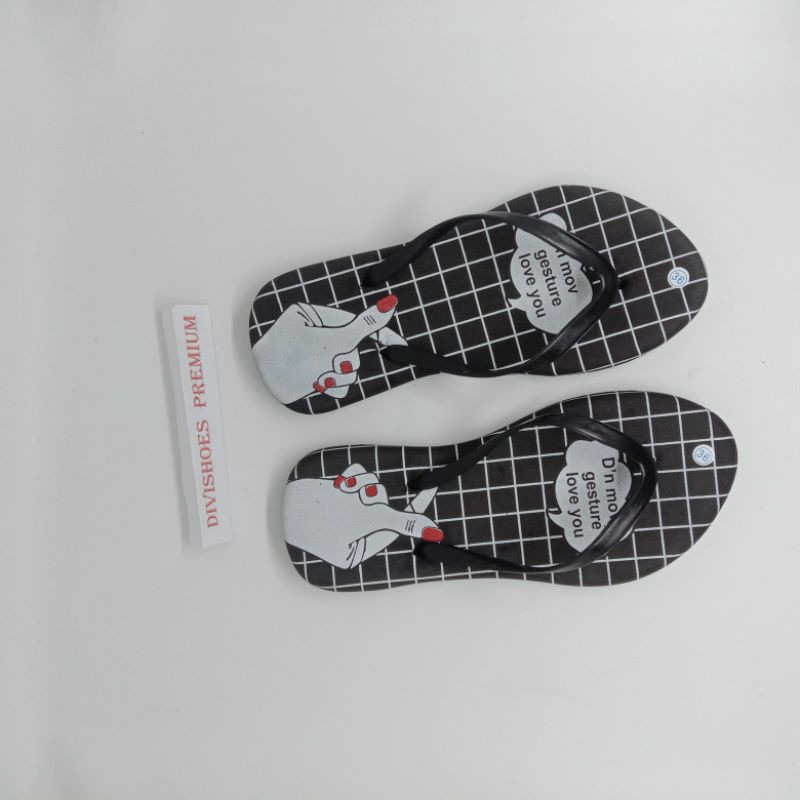 Sendal Jepit Wanita Spon Tali Jelly JPT05 Motif Jari Love