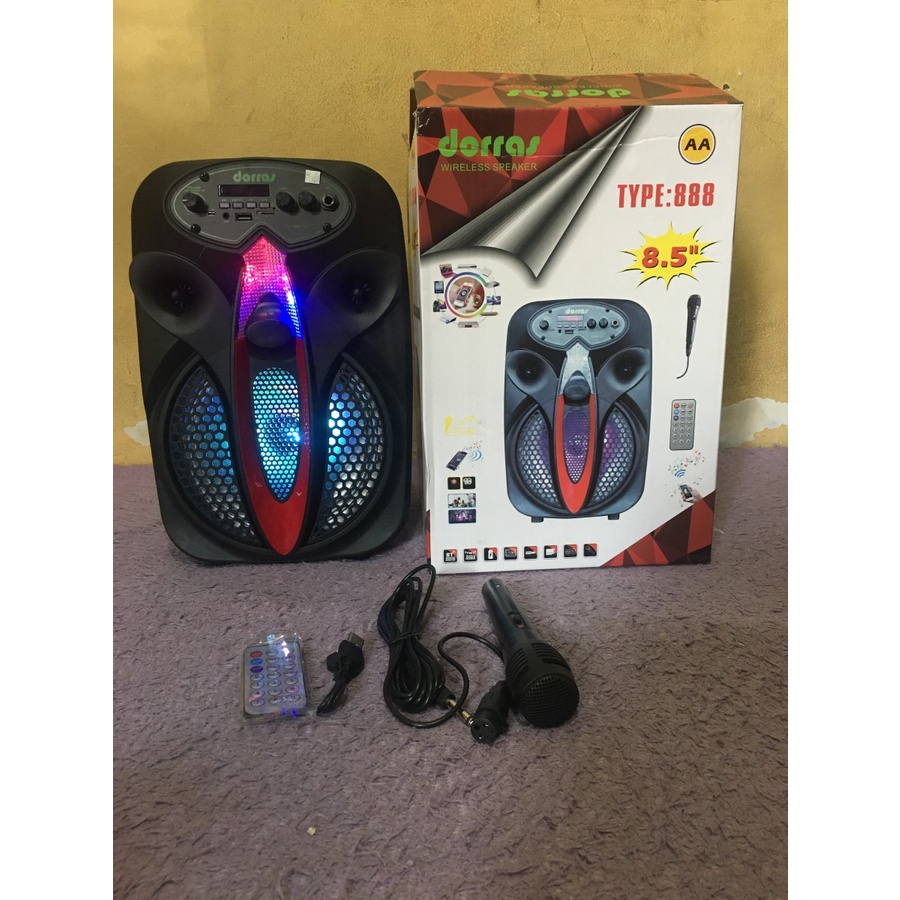 Speaker Bluetooth Karaoke 8.5 inch Dorras Ds-888AA Free Mic Super Bass