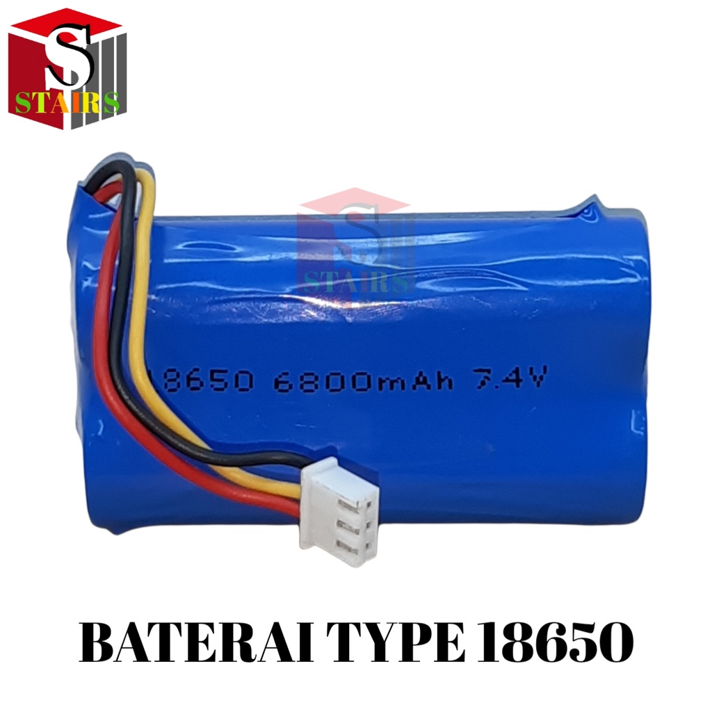 Baterai 18650 Socket Putih 3 Pin Li-ion 7.4volt - 6800mAh