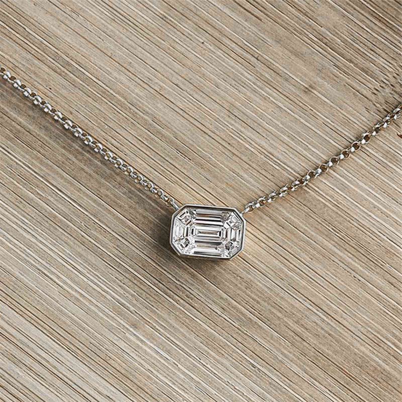 Kalung Dengan Liontin Bentuk Geometris Bahan Cubic Zirconia Untuk Wanita