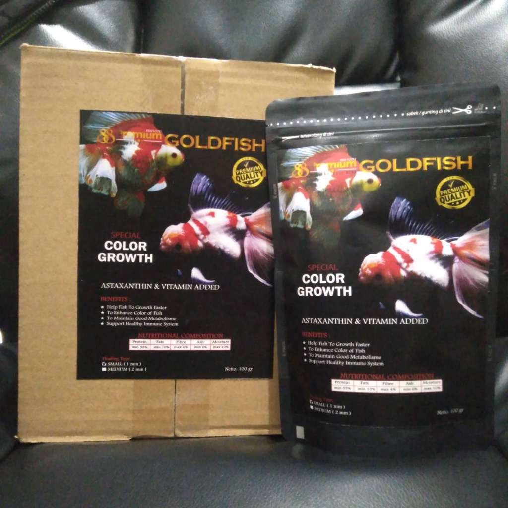 PREMIUM 88 GOLDFISH COLOR GROWTH SIZE SMALL 1MM 100 GR  PAKAN IKAN MAS KOKI