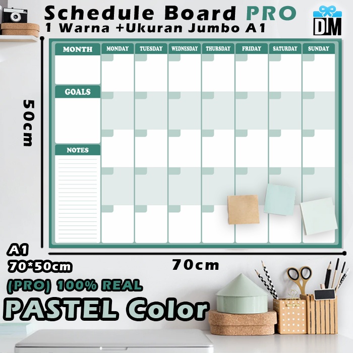 

Schedule Board PRO THE REAL PASTEL COLOR Papan Tulis Jumbo A1 70x50cm Profesional