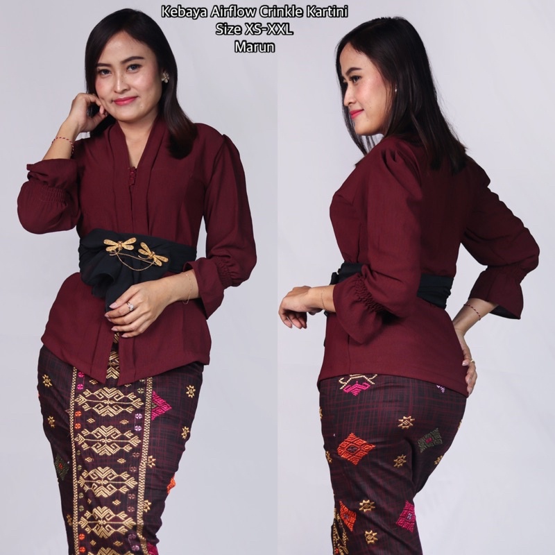 Kebaya Airflow Crinkle Kartini//Kualitas Premium//Pakaian Adat Bali//Baju Saja