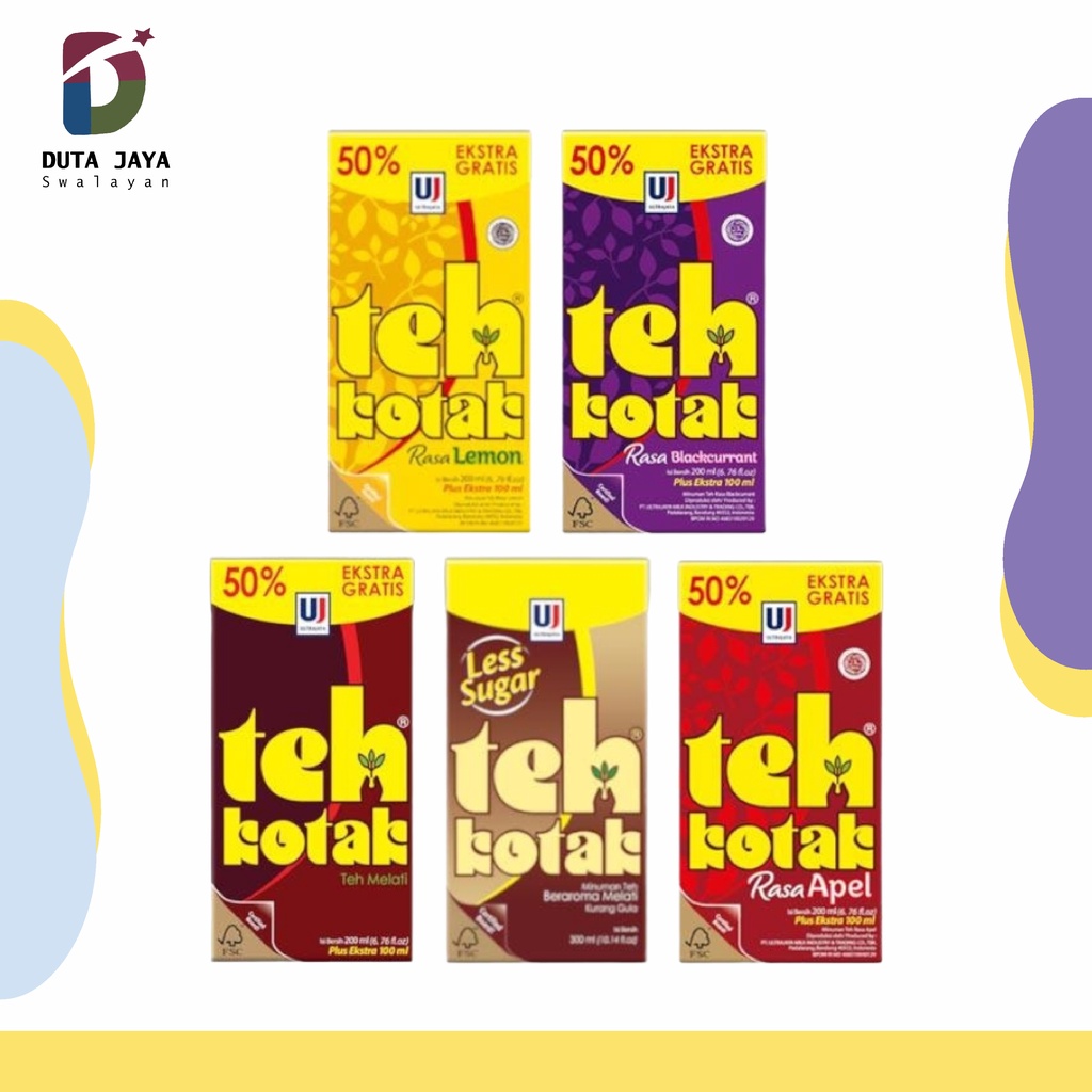 Ultra Teh Kotak Melati Jasmin, Apple, Blackcurrent, Lemon, Less Suger 300 ML