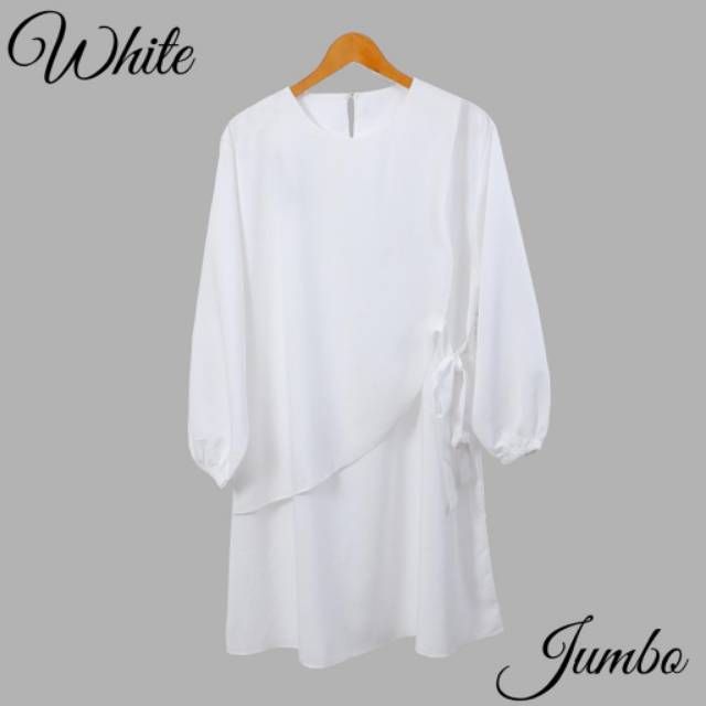 HDCLOTH Naya Tunik Jumbo - TUNIK PUTIH JUMBO LD120CM PITA SAMPING HD0787