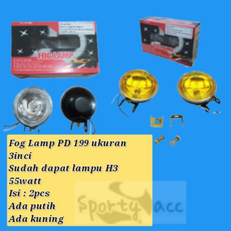 lampu kabut bulat tembak foglamp sorot motor mobil isi 2pcs tmc 199