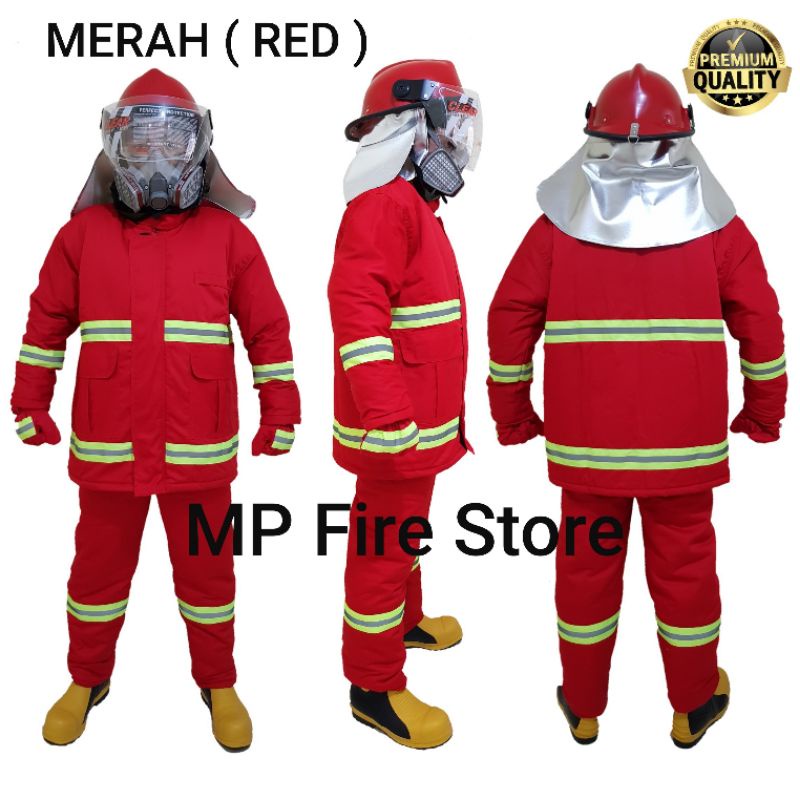 BAJU PEMADAM KEBAKARAN FIRE SUIT MERAH RED DAMKAR DRILL BUKAN NOMEX