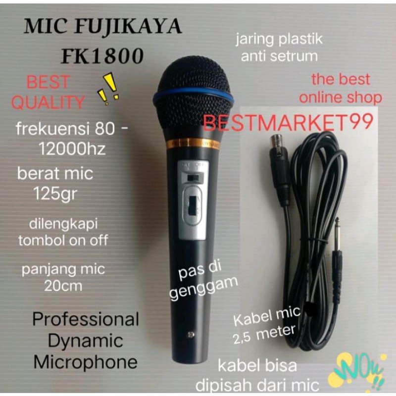 MICROPHONE KARAOKE MIC FUJIKAYA FK 1800 ORIGINAL BEST QUALITY