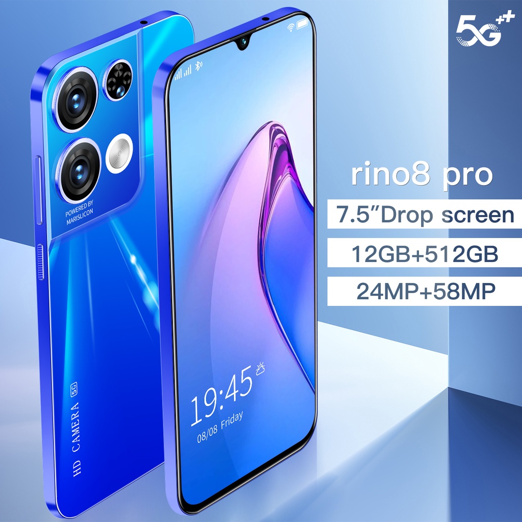 [BISA COD] 2022 Smartphone Baru Rino8 Pro 7.5 -Inch HD Camera HD Ponsel 12GB+512GB Dual -Card Ponsel Murah Android 11.0 Ponsel Baru Promosi Harga Rendah Harga Rendah  murah