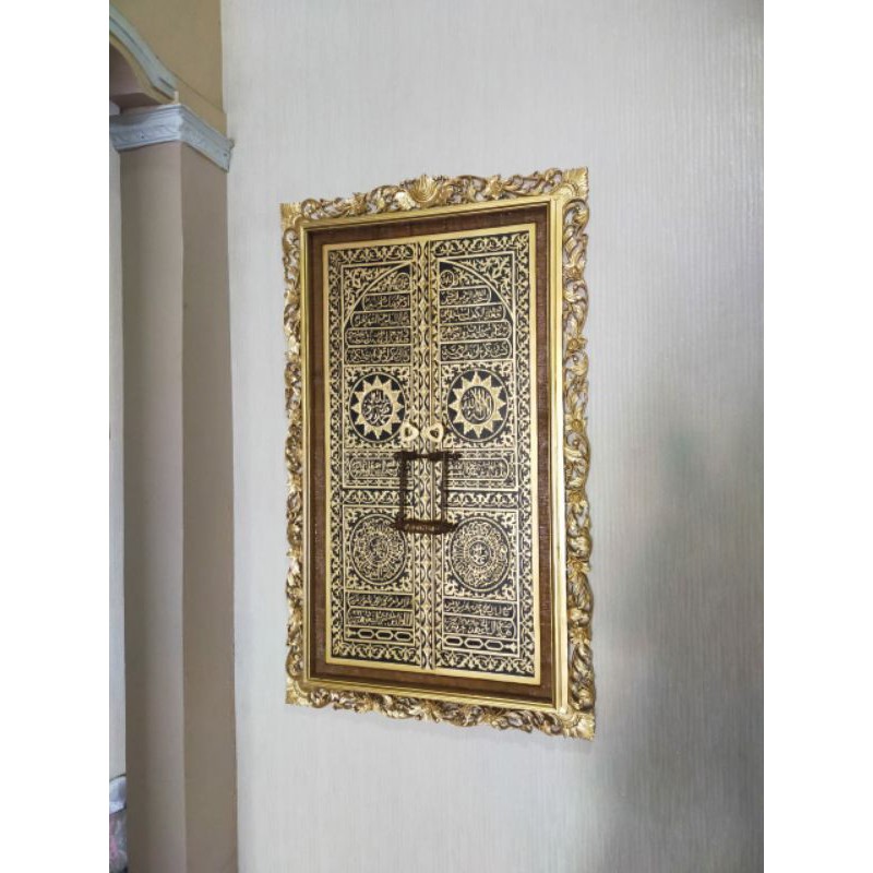 kaligrafi pintu ka'bah/miniatur pintu ka'bah/kayu jati/custom