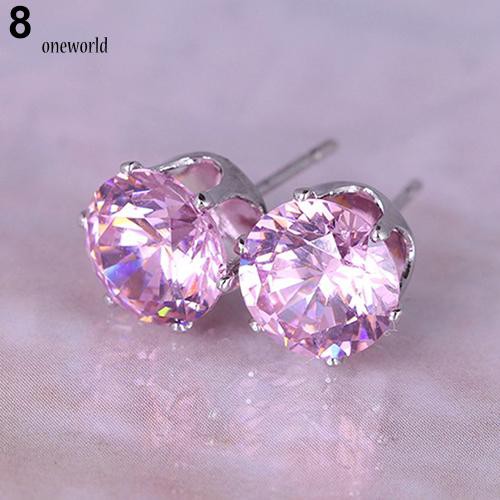 [ONE] Unisex Ear Studs Elegan Semua Pertandingan Cubic Zirconia Bulat Anting Indah Untuk Pacaran