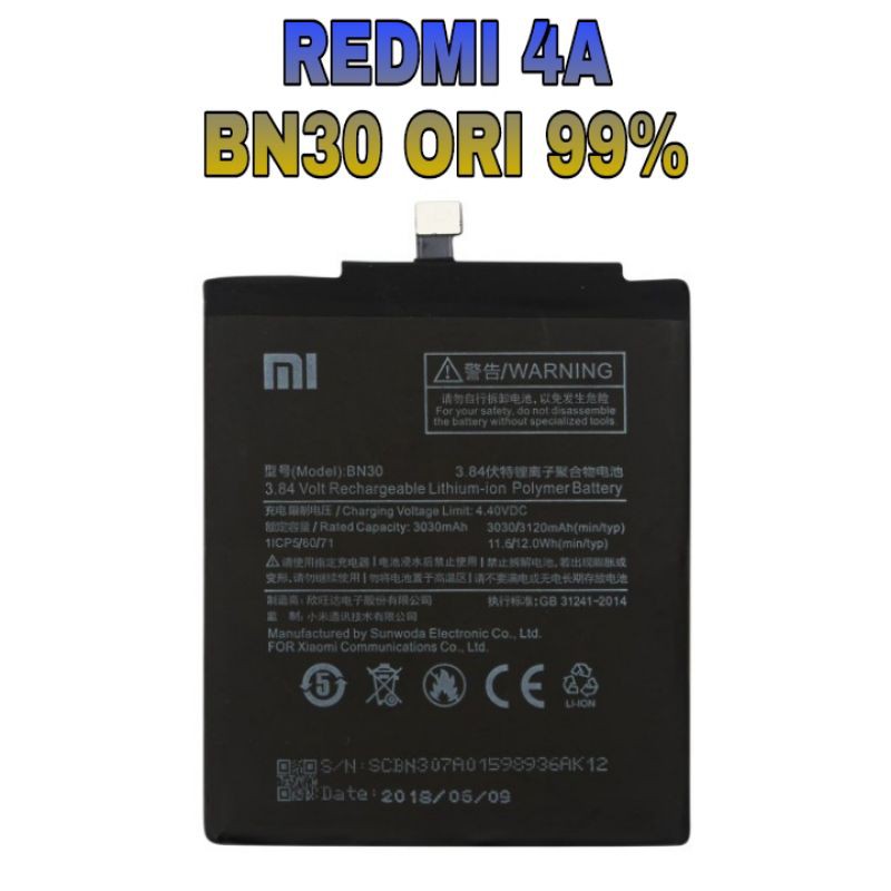 Baterai Xiaomi Redmi 4a BN30 Batrai Hp Batre Handphone Battery Xiomi