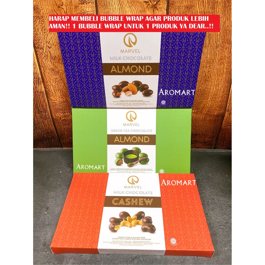 

Marvel Milk Chocolate Coklat/ Almond Chocolate/ Green Tea Chocolate/ Cashew Chocolate - 90g