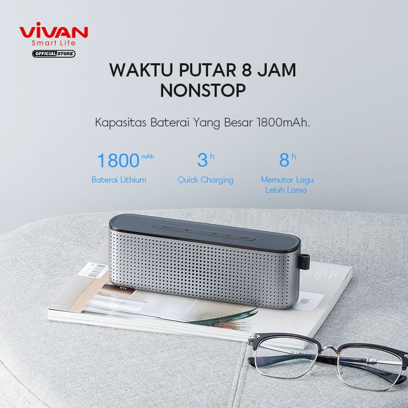 Speaker Bluetooth Vivan VS10 HI-Fi Portable Waterproof IPX7 10W Mega Bass Garansi Resmi 1 Tahun