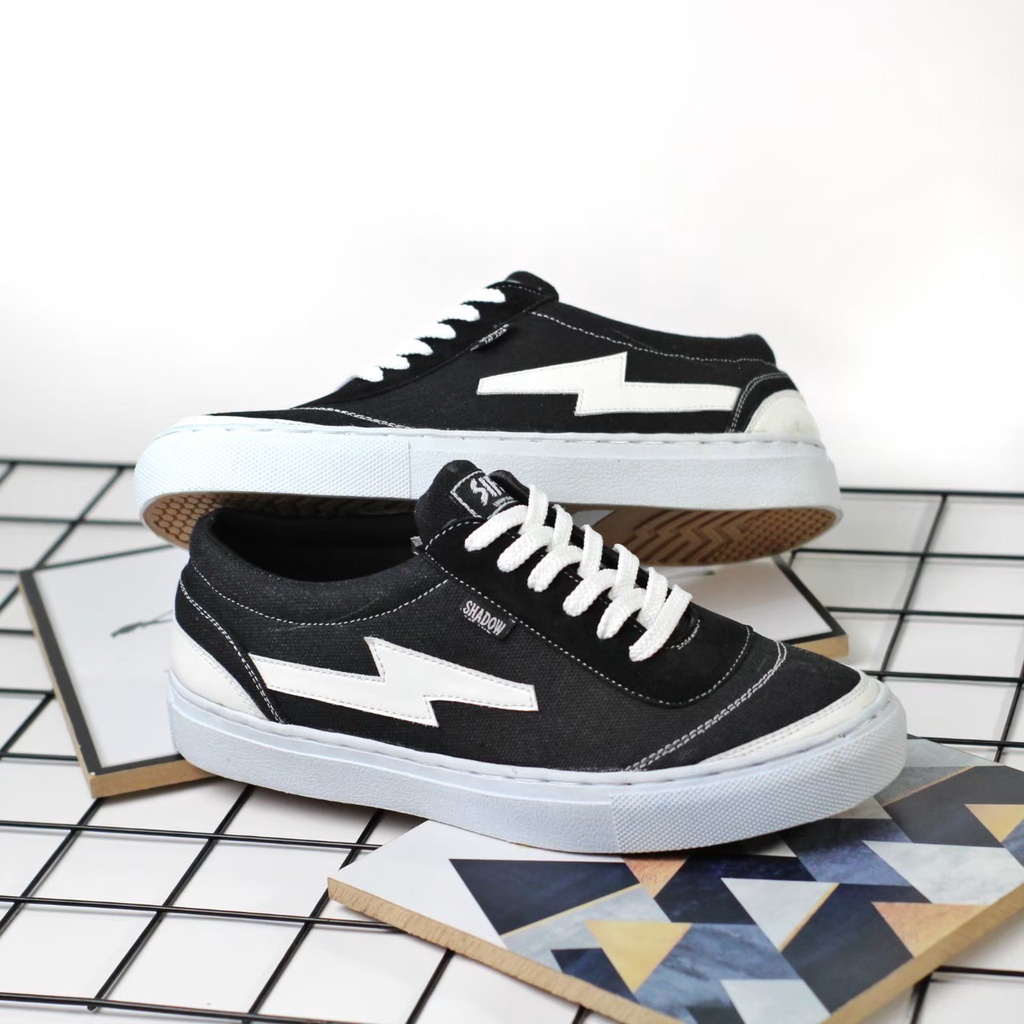 ENOZ X FLASH BLACK - Sepatu sneakers pria original kasual formal kerja kuliah sekolah sapatu cowok keren murah harga terjangkau