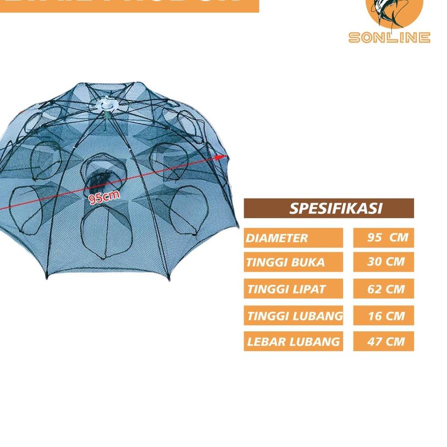 ➦ SONLINE Payung Bubu Jaring Jebakan Perangkap Udang ikan Kepiting Model Payung 20 Lubang ♕