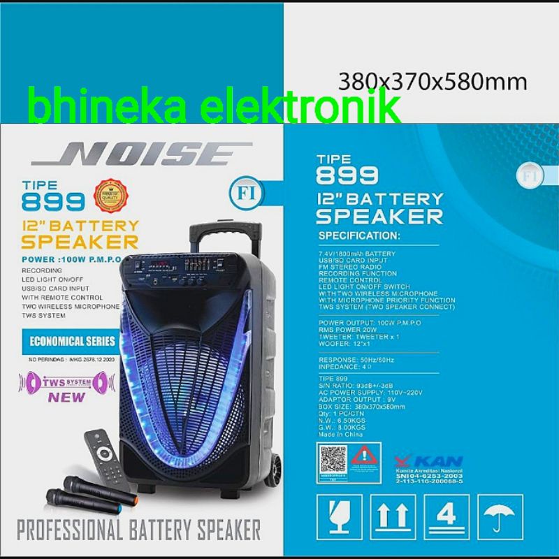 speaker portable wireless noise 899FI / 899-fi 12 inch original bluetooth