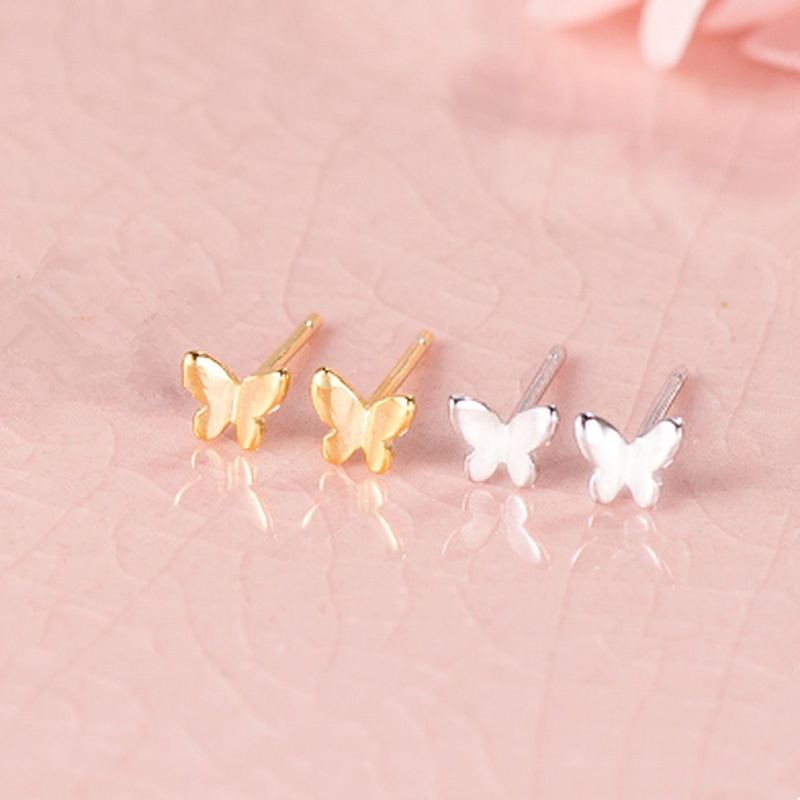 We Flower Anting Stud Desain Bunga Kupu-Kupu Kecil Bahan s925 Silver Gaya Korea Untuk Wanita