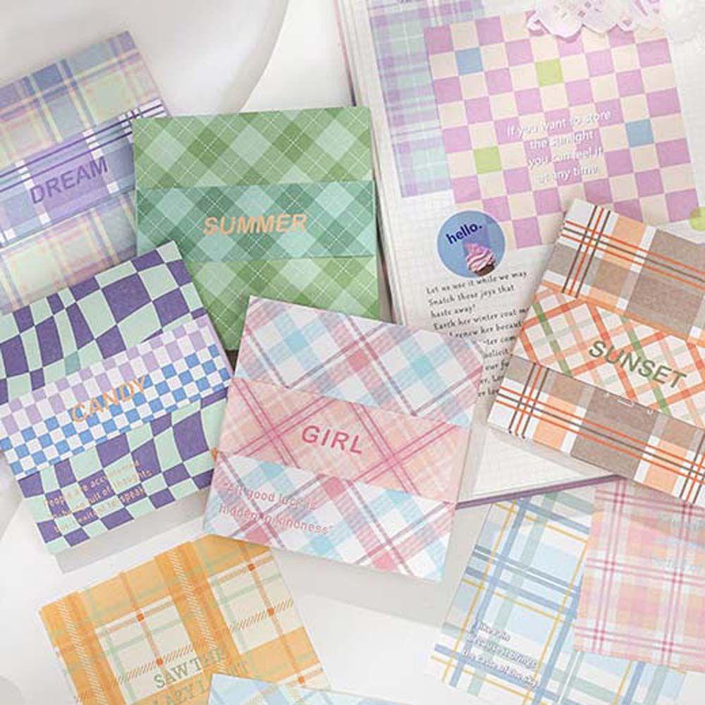 LANFY Memo Pads Colorful 50lembar Alas Tulisan Checkerboard Diary Stationery Flakes Collage Card Planner Kertas