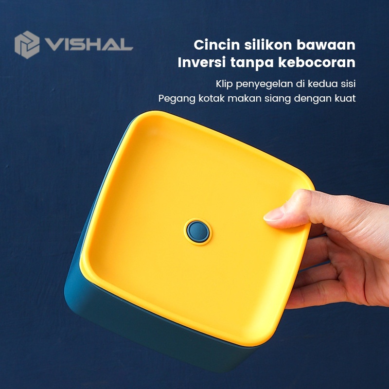 VISHAL Lunch Box Set/ Kotak Makan/2 in 1 Kotak Makan Persegi /Anti Bocor Kotak Makan VS-94