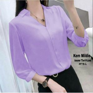 DNCMS KEMEJA LILAC CEWEK MILDIE UNGU BAJU ATASAN WANITA PURPLE BLOUSE