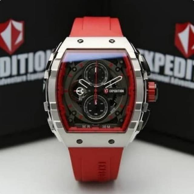 Jam Tangan Expedition E6782 Pria Silver / Red Original