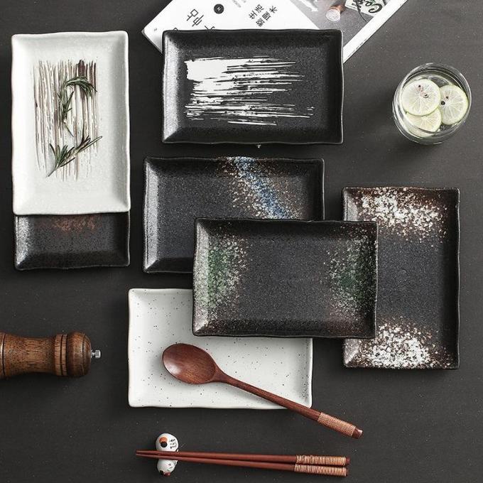 JUPITER SUSHI PLATE 20 X 13 / PIRING SUSHI/ PIRING JEPANG KERAMIK - COKLAT