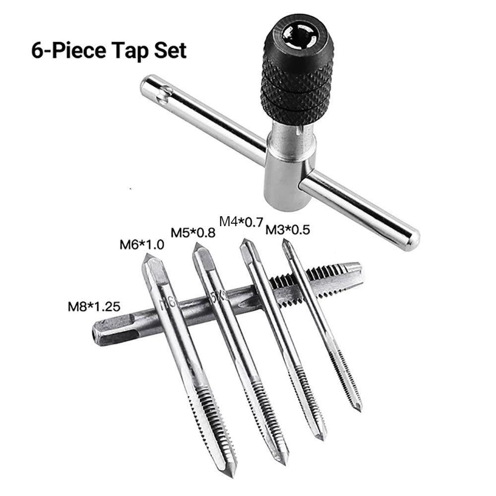 Chookyy 6Pcs/Set Obeng Tap Wrench|Sekrup Ulir T-handle Metric M3-M8