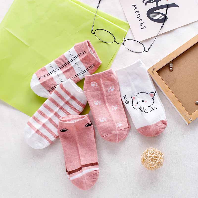 [littlecrab] Kaos Kaki Kucing Lucu Pink Cat Women Socks Import Kaos Kaki Berkualitas Pinky Imut Korean Style