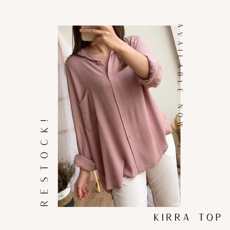Kirra Top - Kemeja Wanita Bahan Rayon Crinkle Best Seller - BIG SIZE-Pinkblush