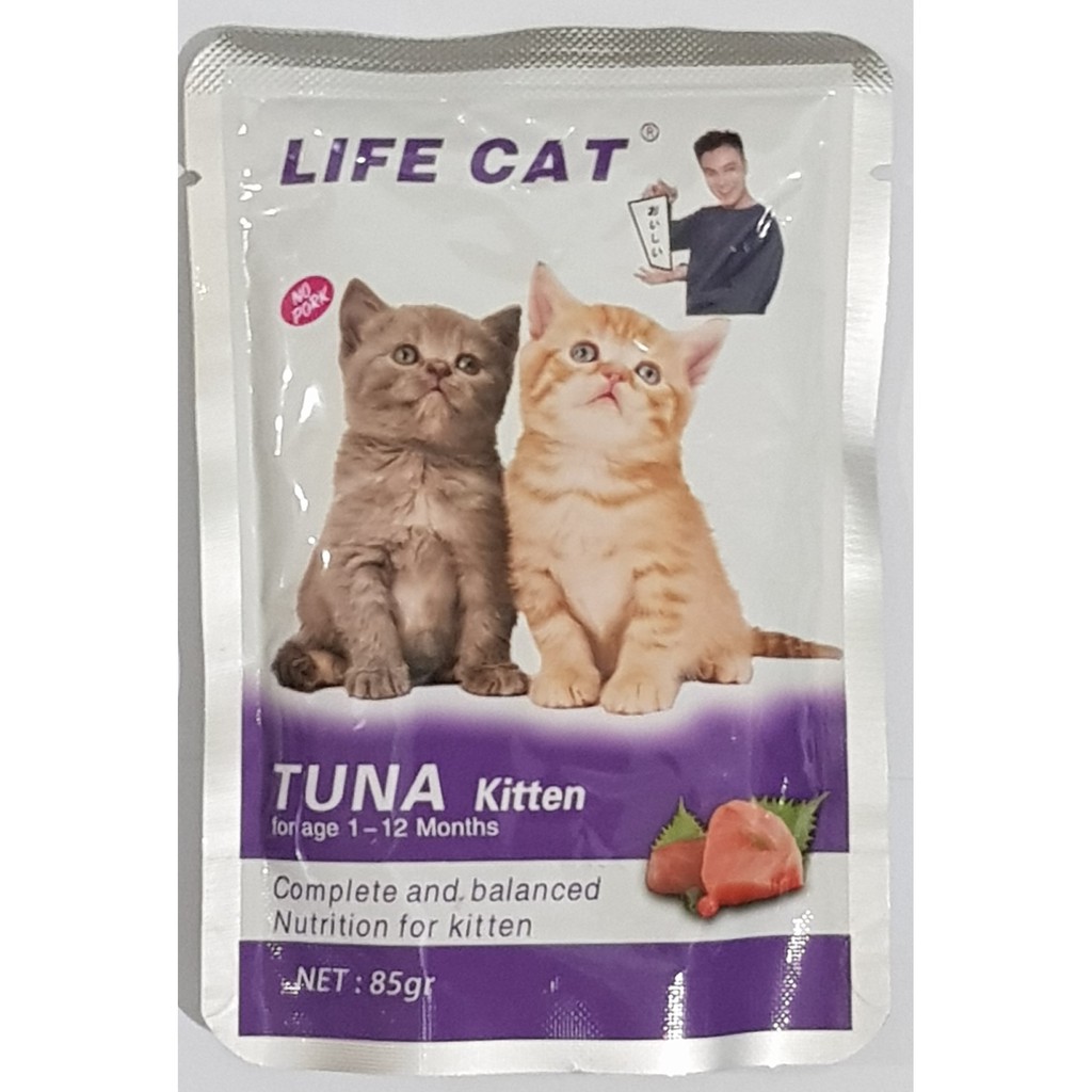 Makanan Kucing Basah Wet Food Pouch Life Cat Tuna Kitten 85GR