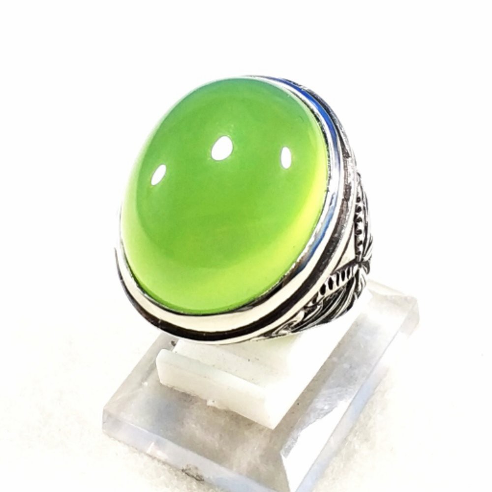 CINCIN BATU AKIK NATURAL GREEN APPLE CHALCEDONY BIG SIZE MUMBUL BOSS TERMURAH