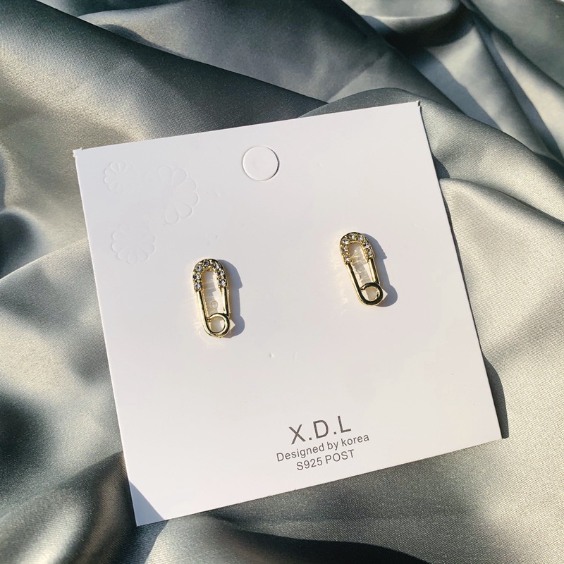 Gaya Korea Dongdaemun pin baru anting-anting sederhana berlian imitasi anting-anting anting-anting k