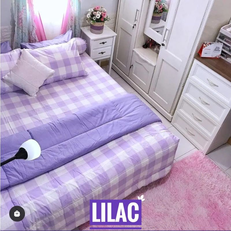 sprei aesthetic korea kotak seprei viral emily lilac
