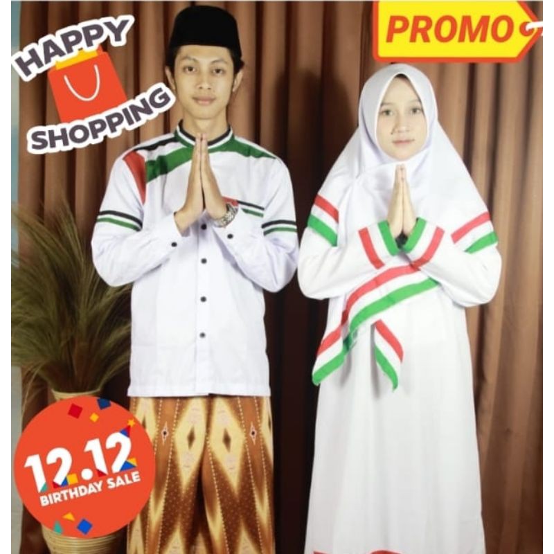 TERBARU KOKO + GAMIS PALESTINA COUPLE HITAM DAN PUTIH