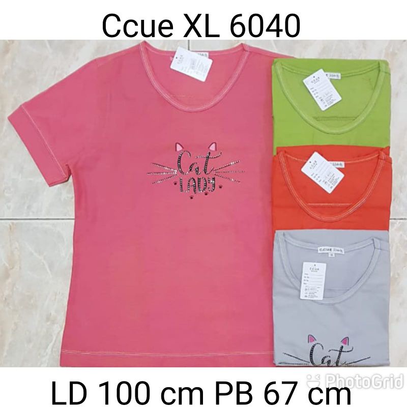 Kaos Ccue Calfia V - Neck Lengan Pendek Wanita  | Blous Kaos Calfia Wanita XL