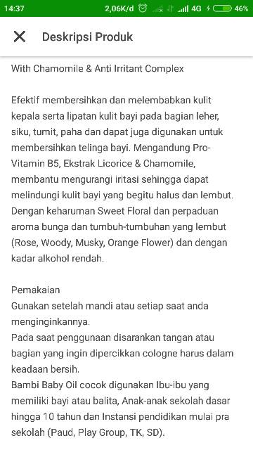 Bambi baby oil 100ml