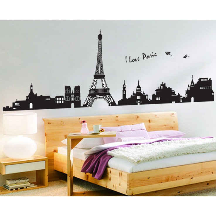 RELIZA Wall Sticker / Stiker Dinding 60X90 EIFFEL MENARA I LOVE PARIS AY935