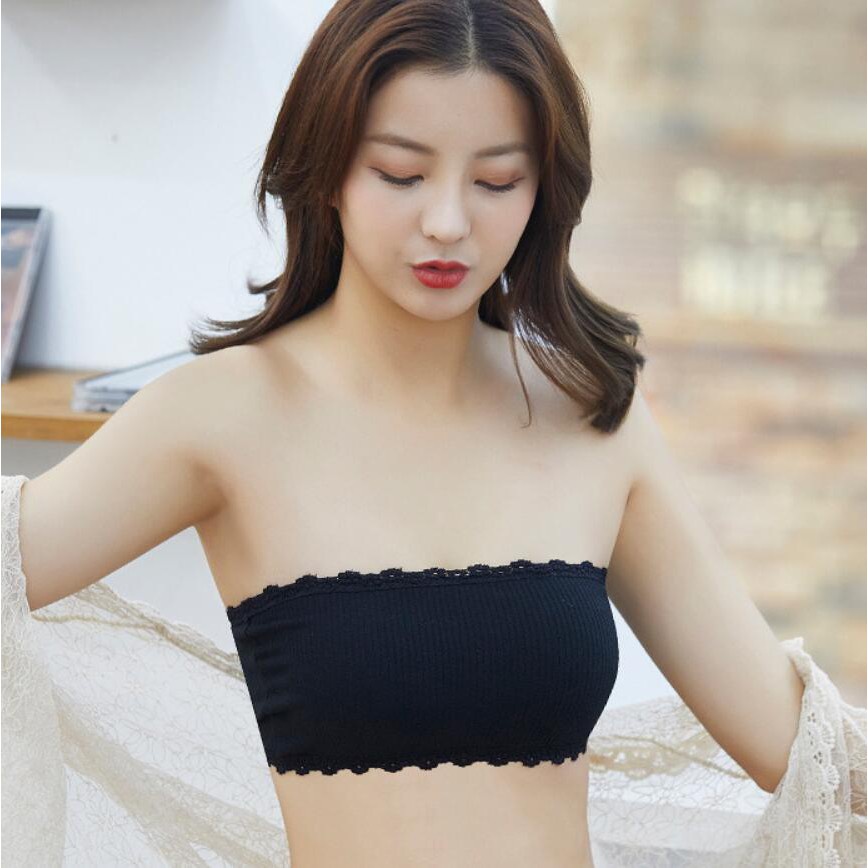 (GS) BRA CROP TOP WANITA TANPA TALI / PAKAIAN DALAM WANITA SEXY MOTIF RENDA