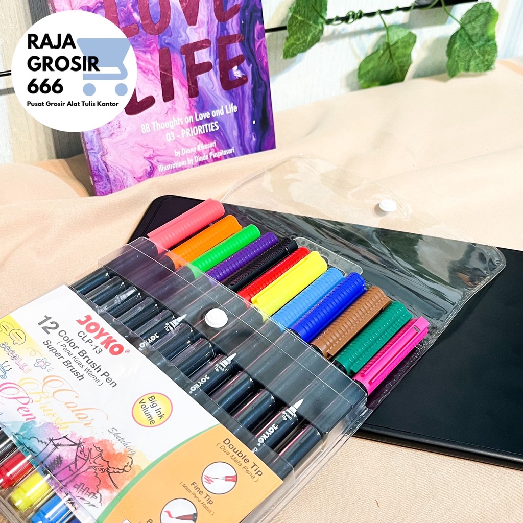 JOYKO Color Brush CLP-013  pen isi 12 Super Brush Dual tip Duble brush alat tulis sekolah brushpen l