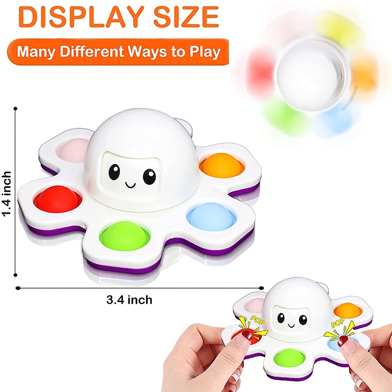 Pop Fidget Spinner Toys Face-Changing Octopus Simple Dimple Spinning Top Relief Anti-Anxiety Sensory Purple Toy for Kid